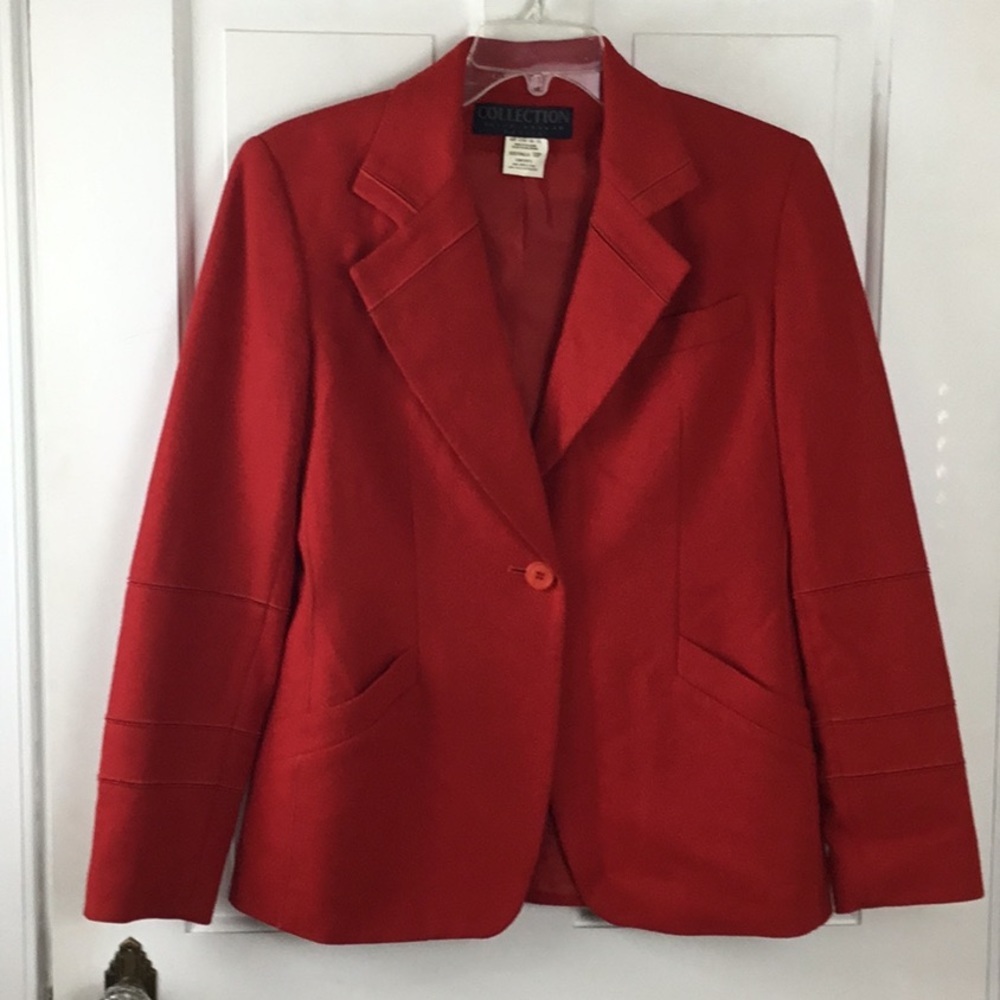 Harve Benard Red Wool Blend Blazer Jacket Vintage Petite